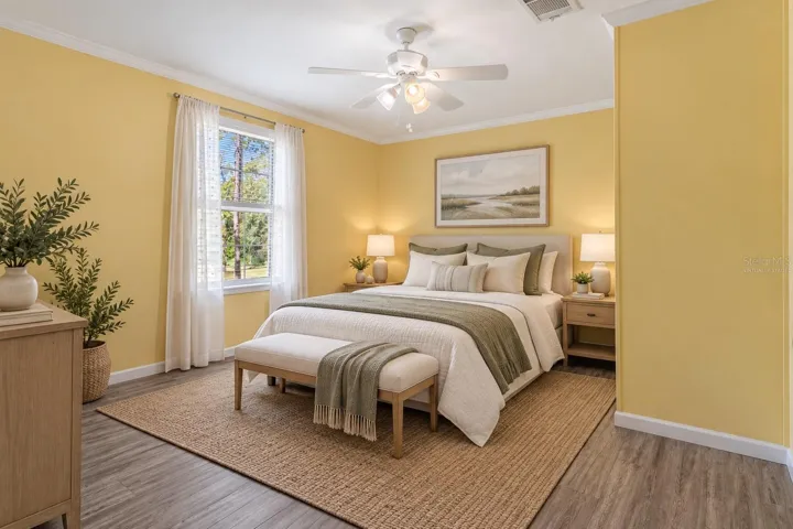 Bedroom 2 virtually staged illustrates room scale and furniture placement. Furnishings and decor are digital and not included.