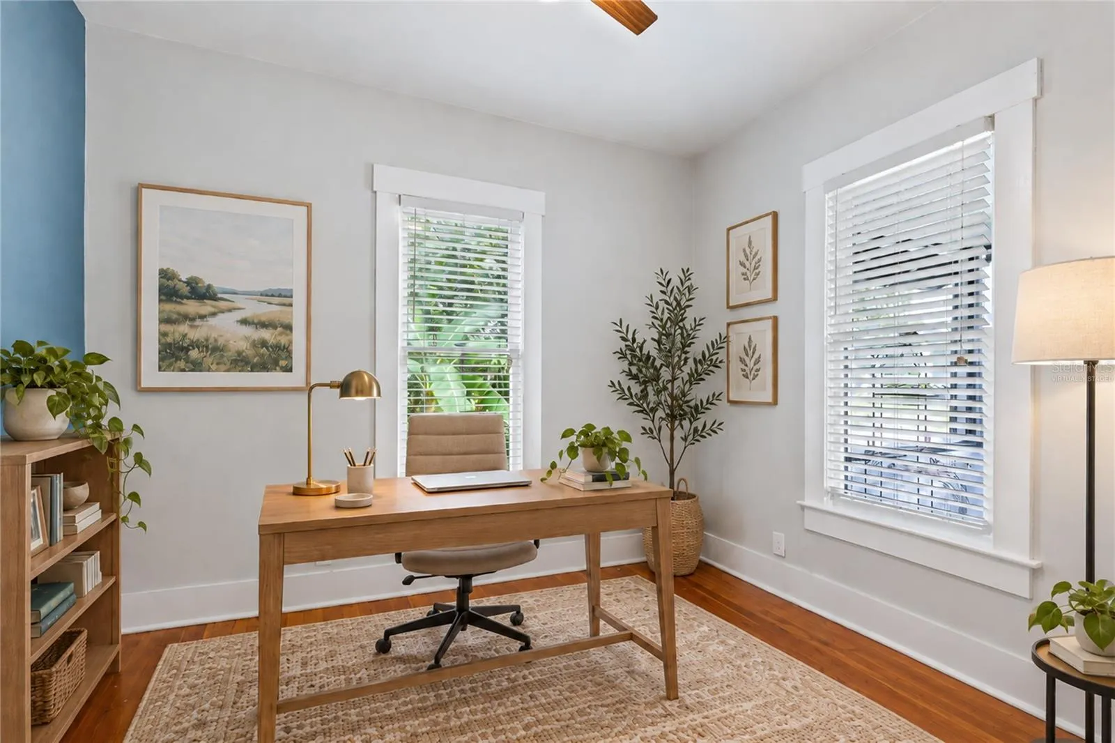 Virtually staged image. Bedroom 2/Home Office.