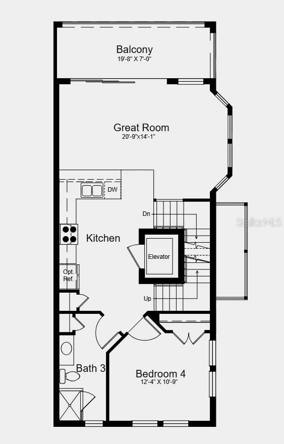 Main Level Floor Plan - Additional Highlights Include: open stair railing with oak treads, window treatments, and all appliances included