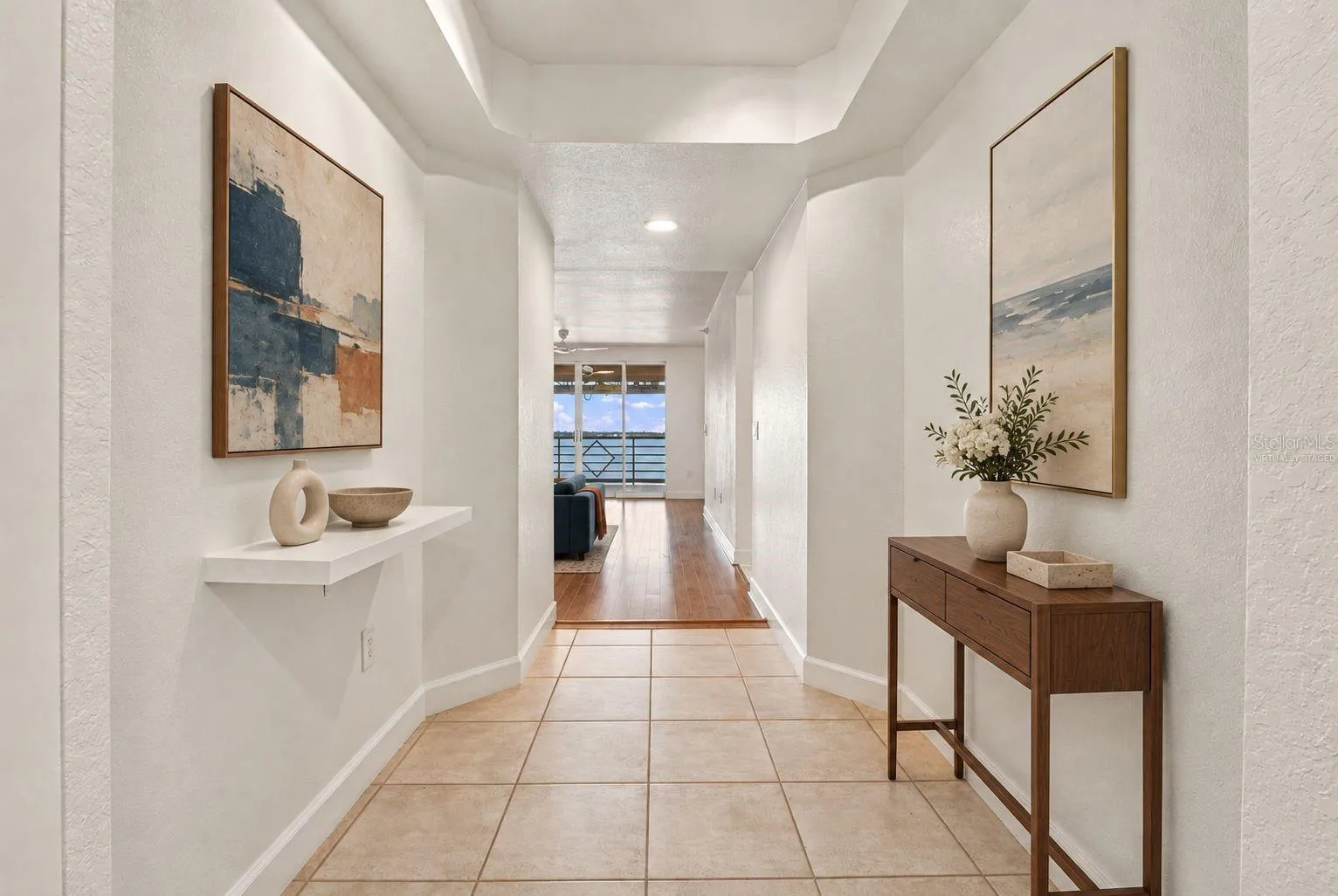 Front hallway entry virtually staged