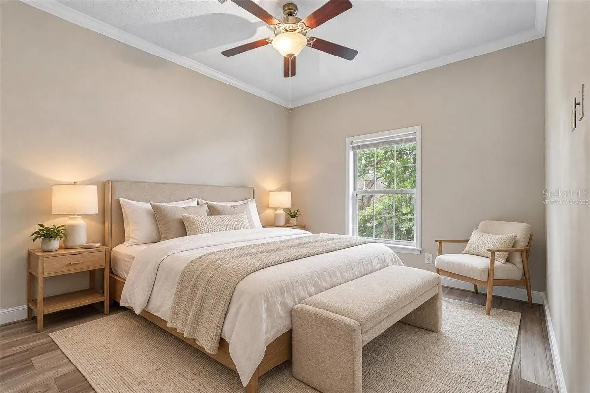 Three additional Bedrooms are located on the opposite end of the home near the second full Bath. Bedroom 2. Virtually Staged
