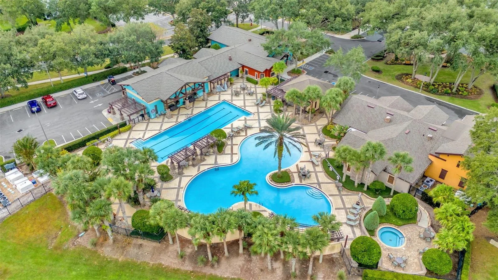 Aerial View of Arlington Ridge Resort-Style Pool, Lap Pool &amp; Spa