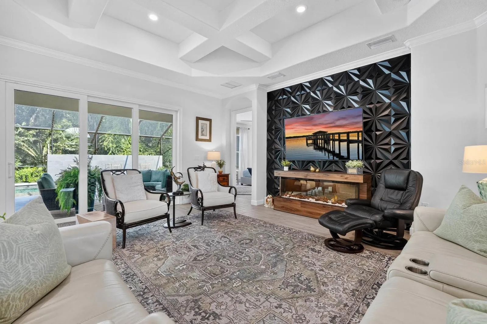 Custom feature wall with electric fireplace