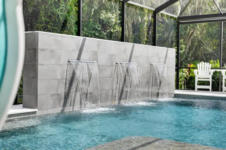 beautiful triple fountain feature with LED lights for stunning settings at night