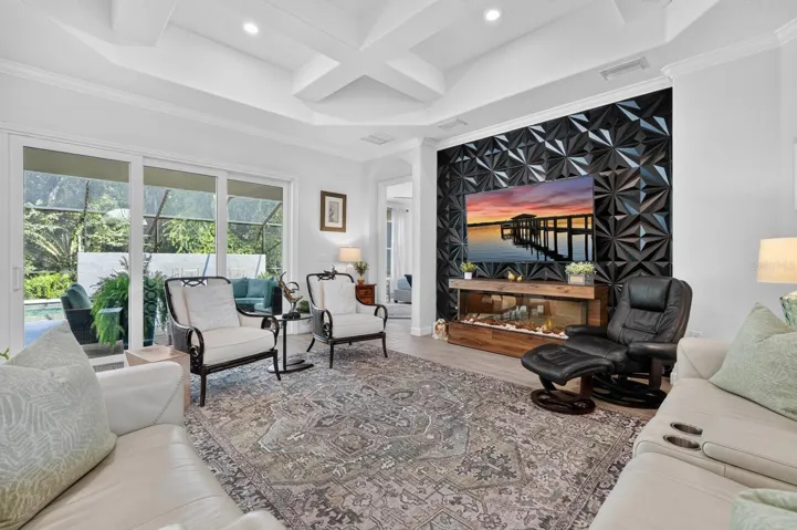 Custom feature wall with electric fireplace