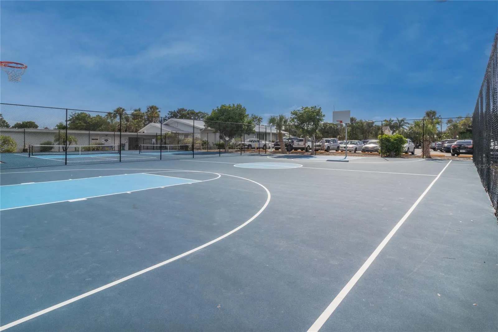 Newly paved basketball courts