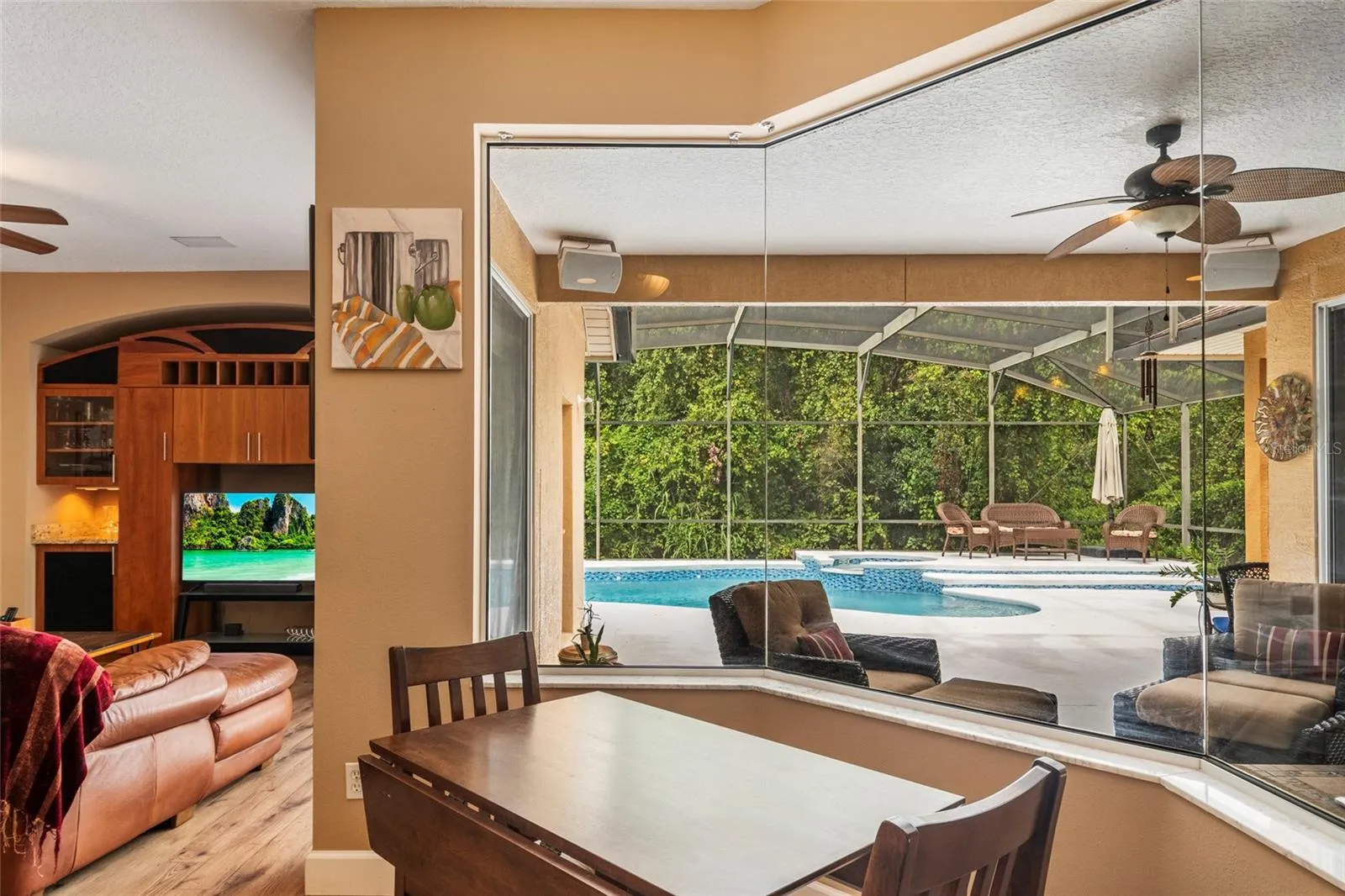 View of Sparkling Pool and Hot Tub