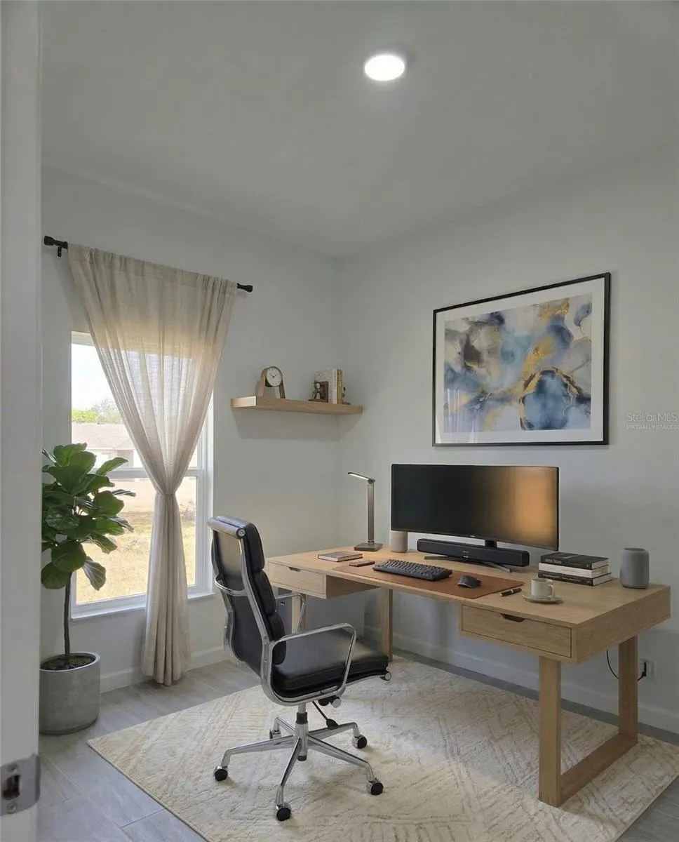 Virtually staged home office