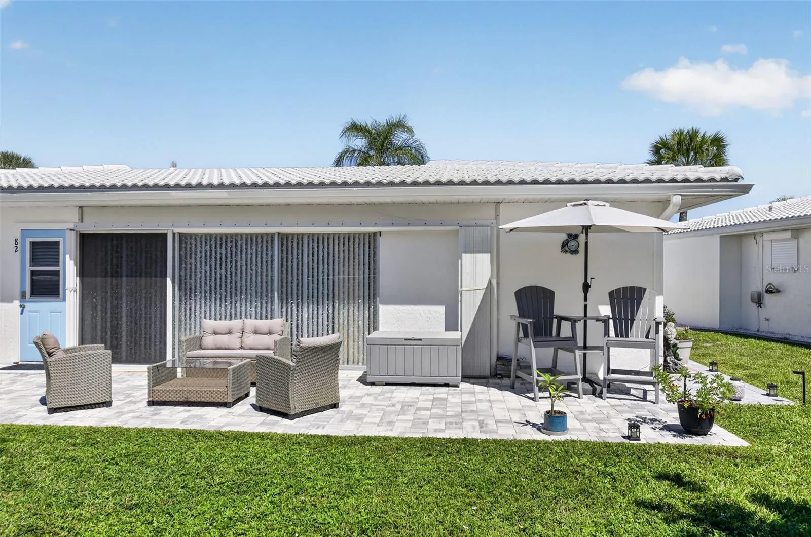 Outdoor patio with pavers installed 2025