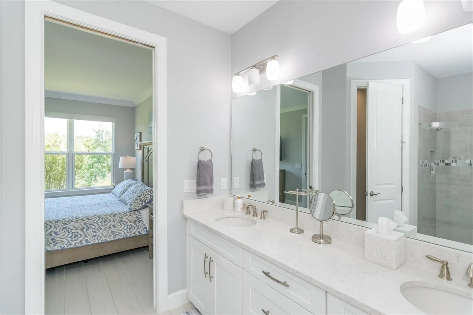 Master bathroom double sinks