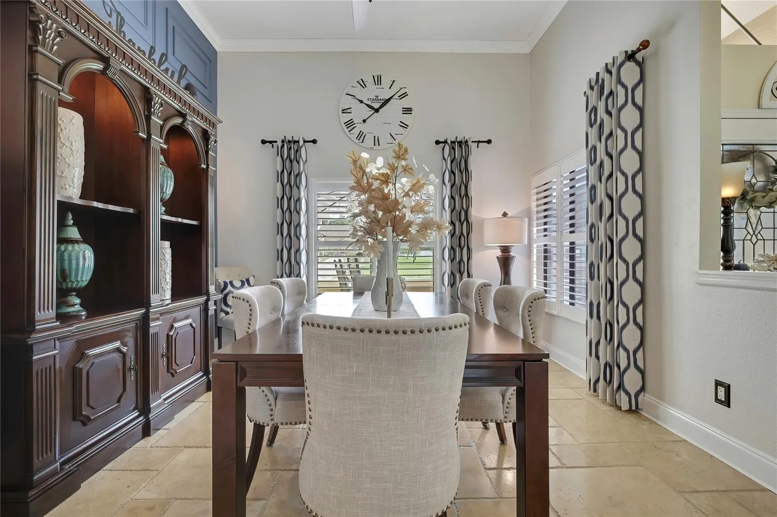 Elegant formal dining room, with pocket doors