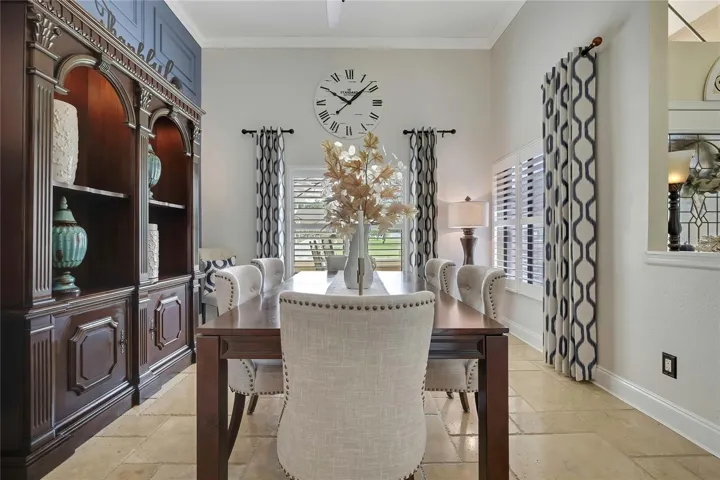 Elegant formal dining room, with pocket doors