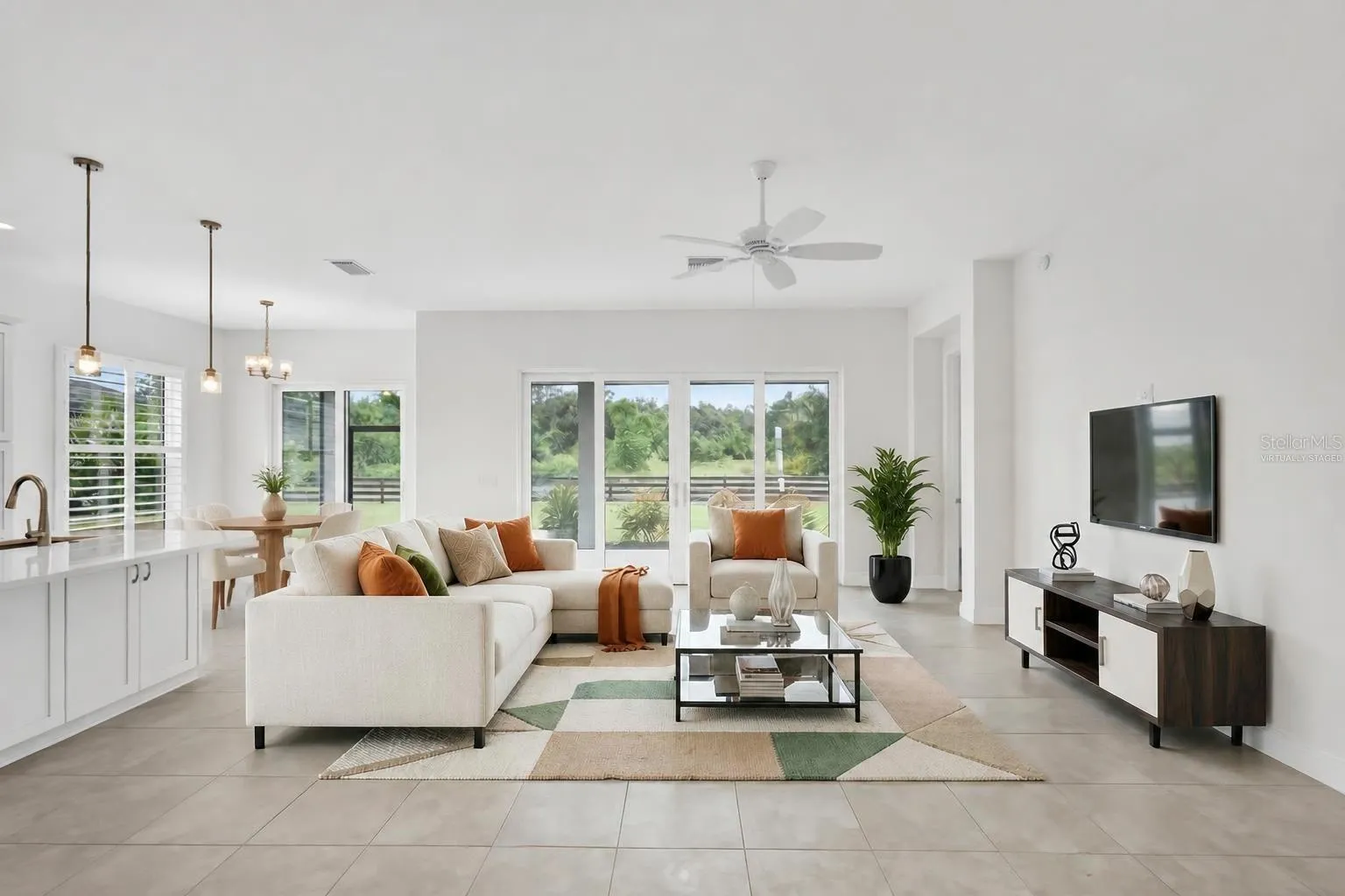 Kitchen, Dinette, and Living Room-Virtually Staged