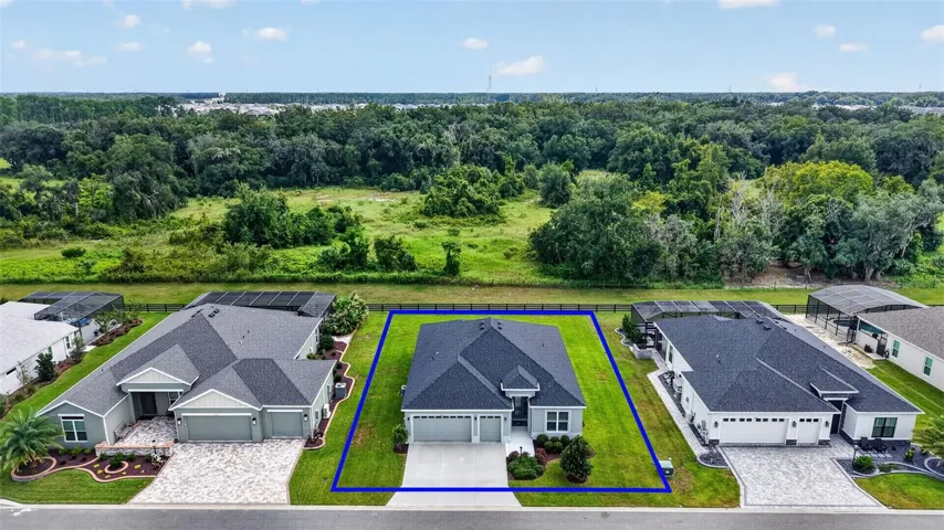 Aerial Front Elevation with Property Lines and PRIVATE Rear Yard