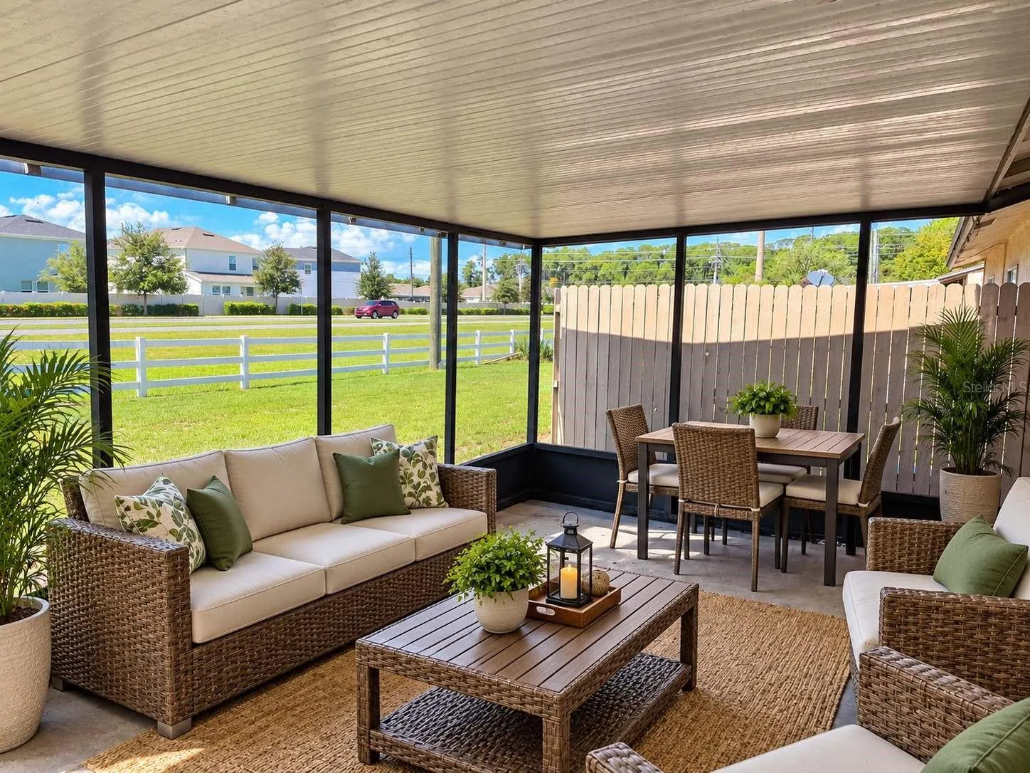 Covered and screened back porch, Virtually enhanced!