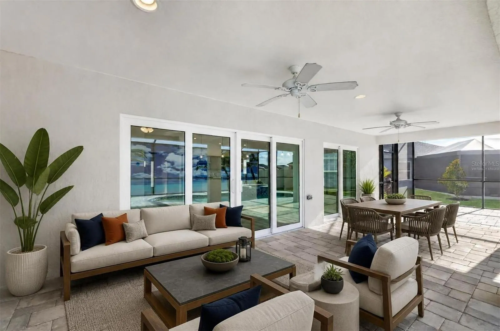 Paver Lanai with Extended Birdcage- Virtually Staged