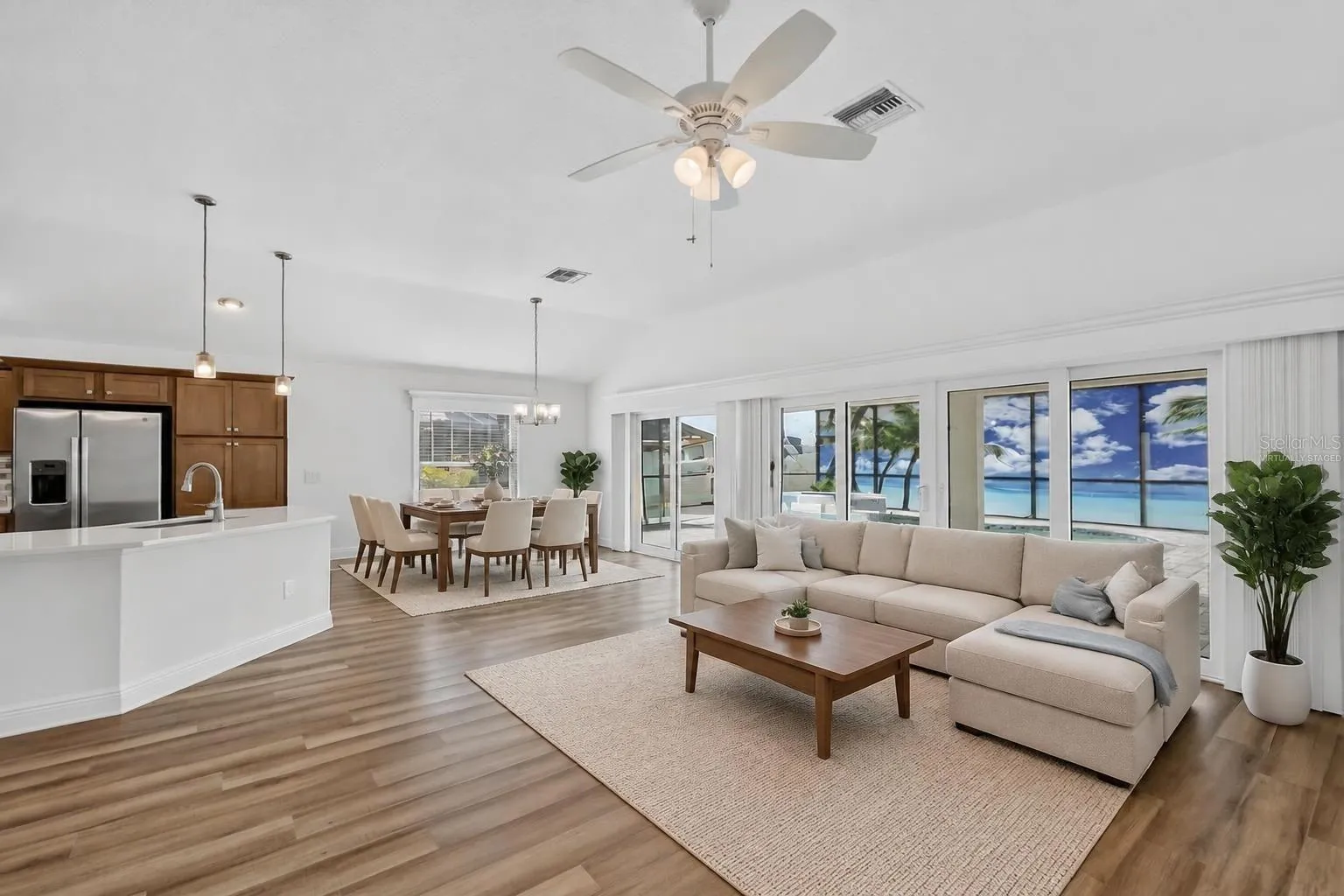 Living, Dining, and Kitchen-Virtually Staged