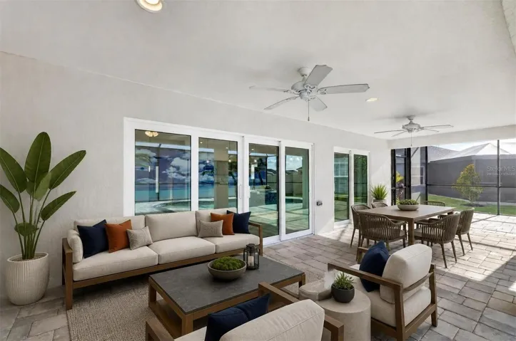 Paver Lanai with Extended Birdcage- Virtually Staged