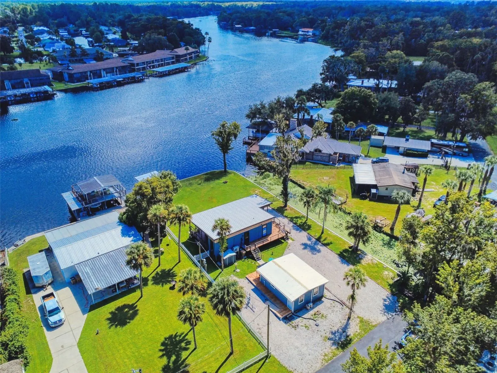 high aerial of property and homes