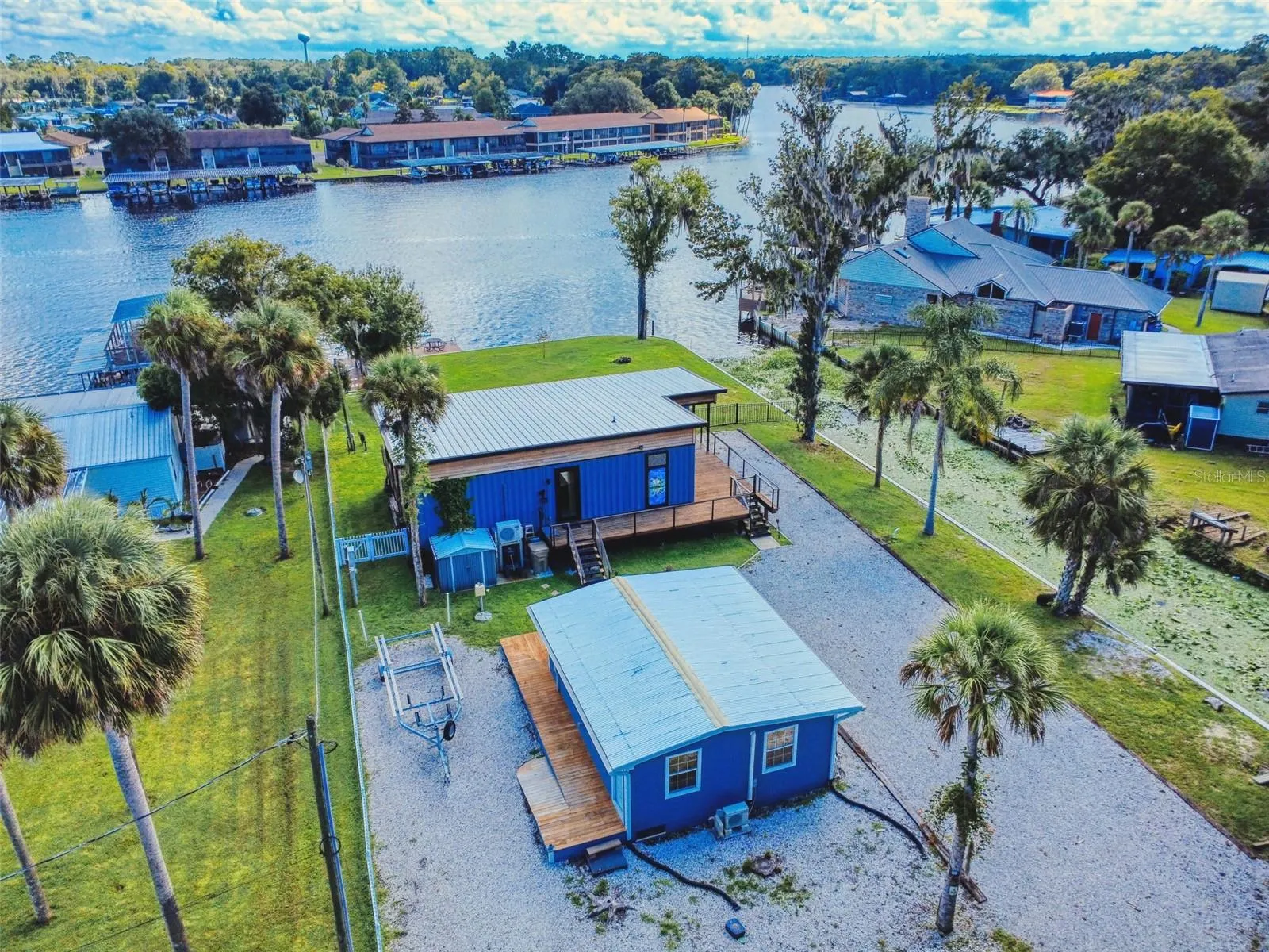aerial view of both homes