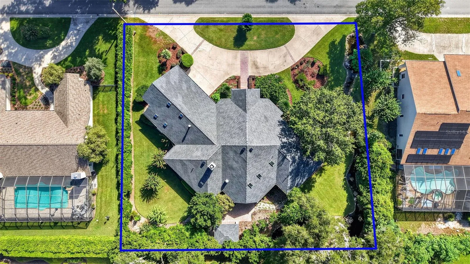 Aerial Rear Elevation with Property Lines and ROOM FOR A POOL!