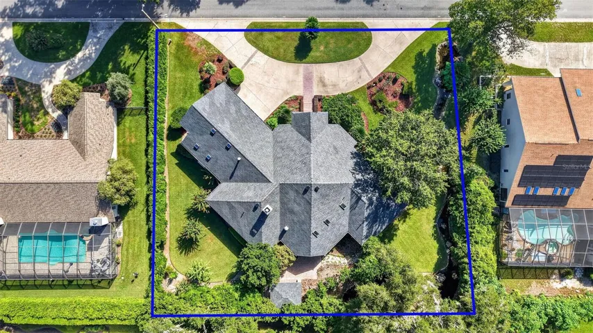 Aerial Rear Elevation with Property Lines and ROOM FOR A POOL!