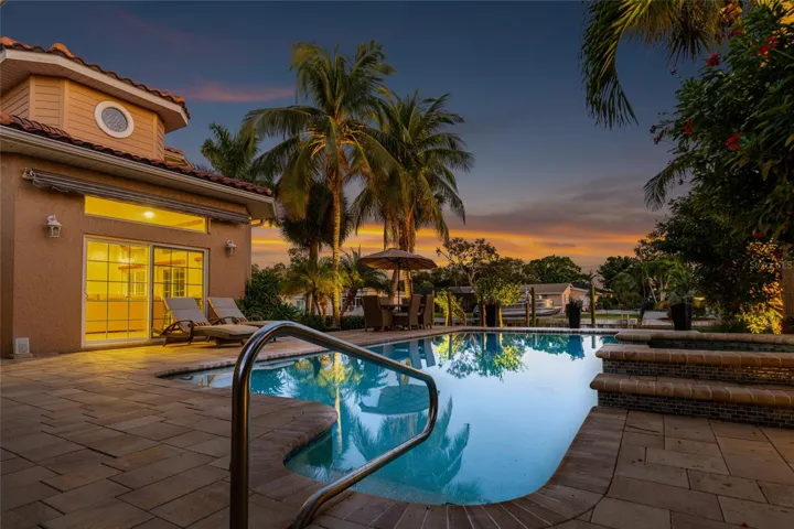Pool Entry Twilight, creating an inviting setting for relaxing and entertaining.