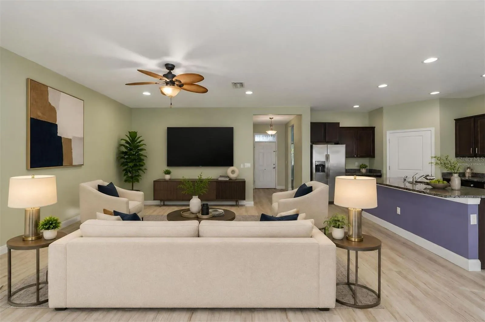 Virtually staged living room