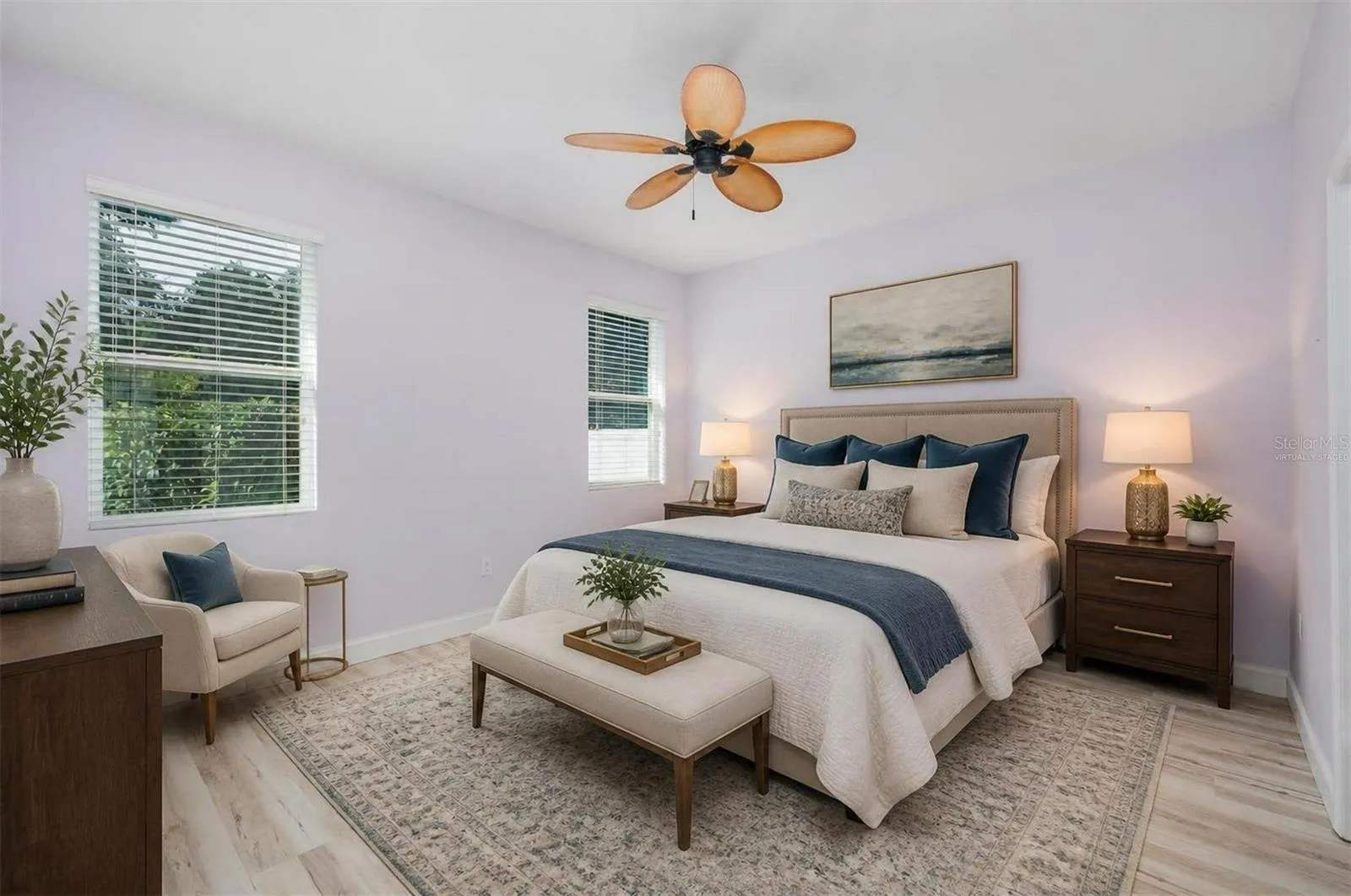 Primary suite virtually staged