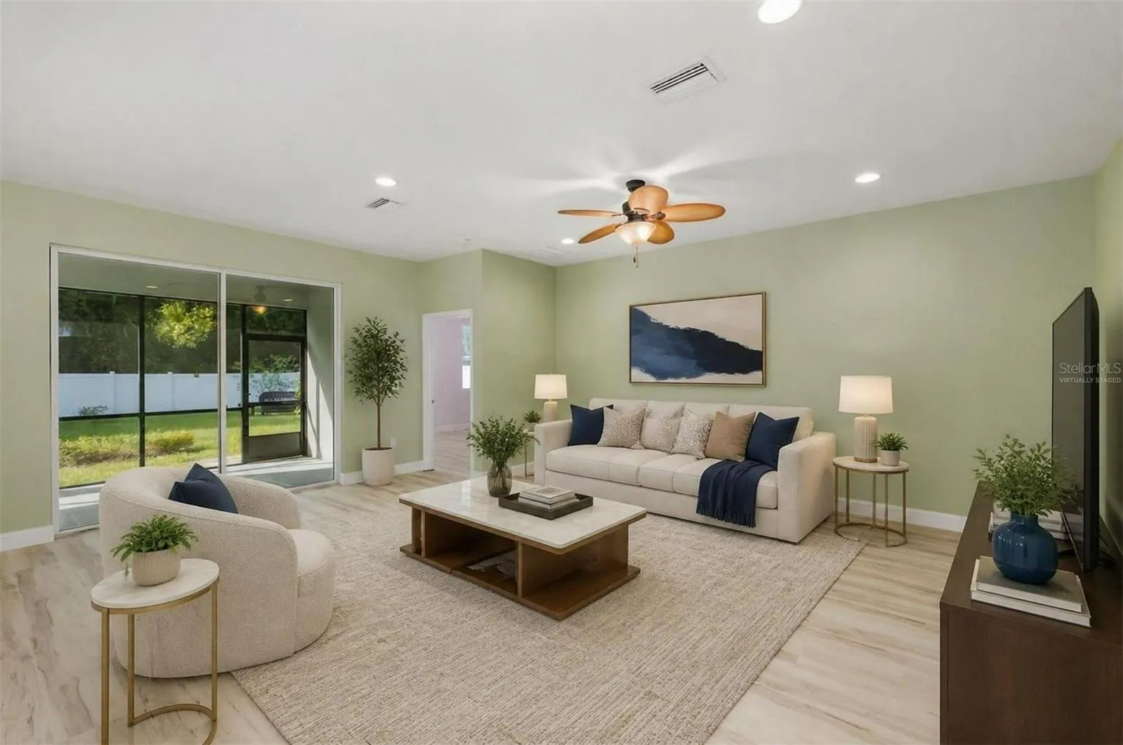 Virtually staged living room