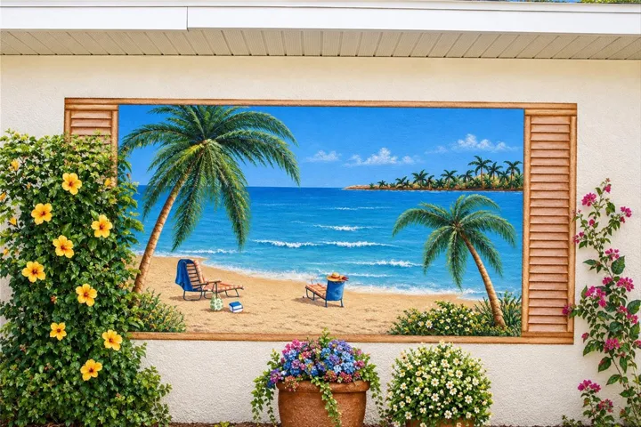 Custom Painted Mural on Exterior Wall (digitally enhanced)