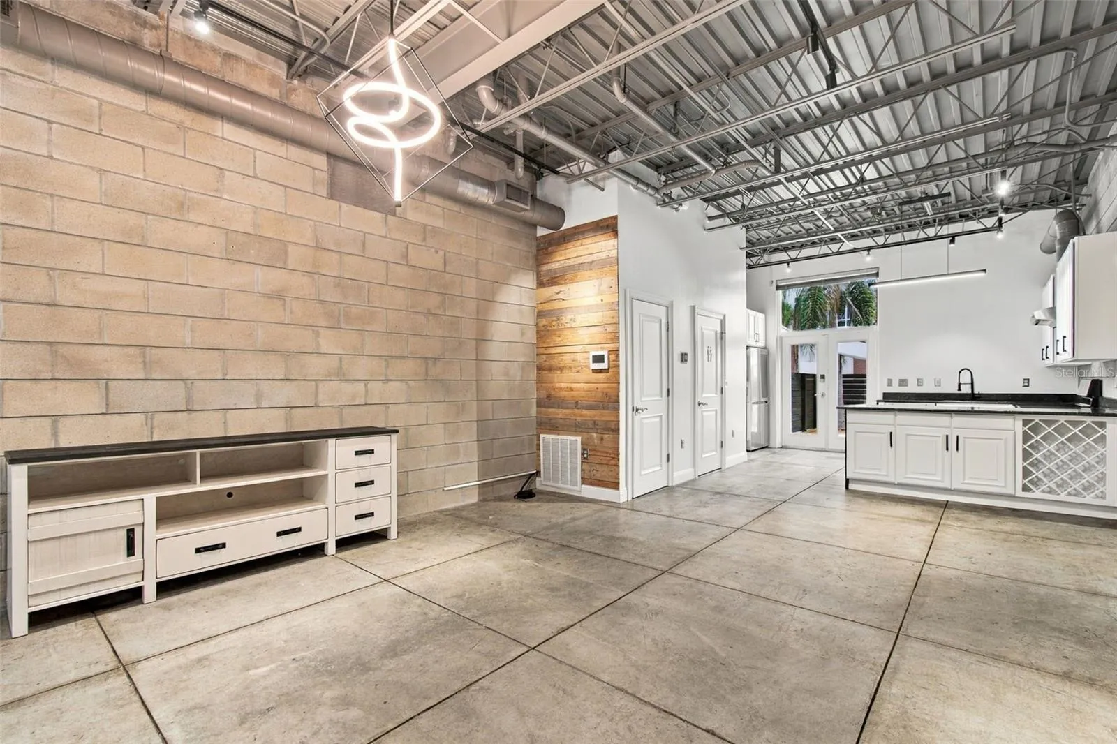 Modern, industrial loft style finishes.