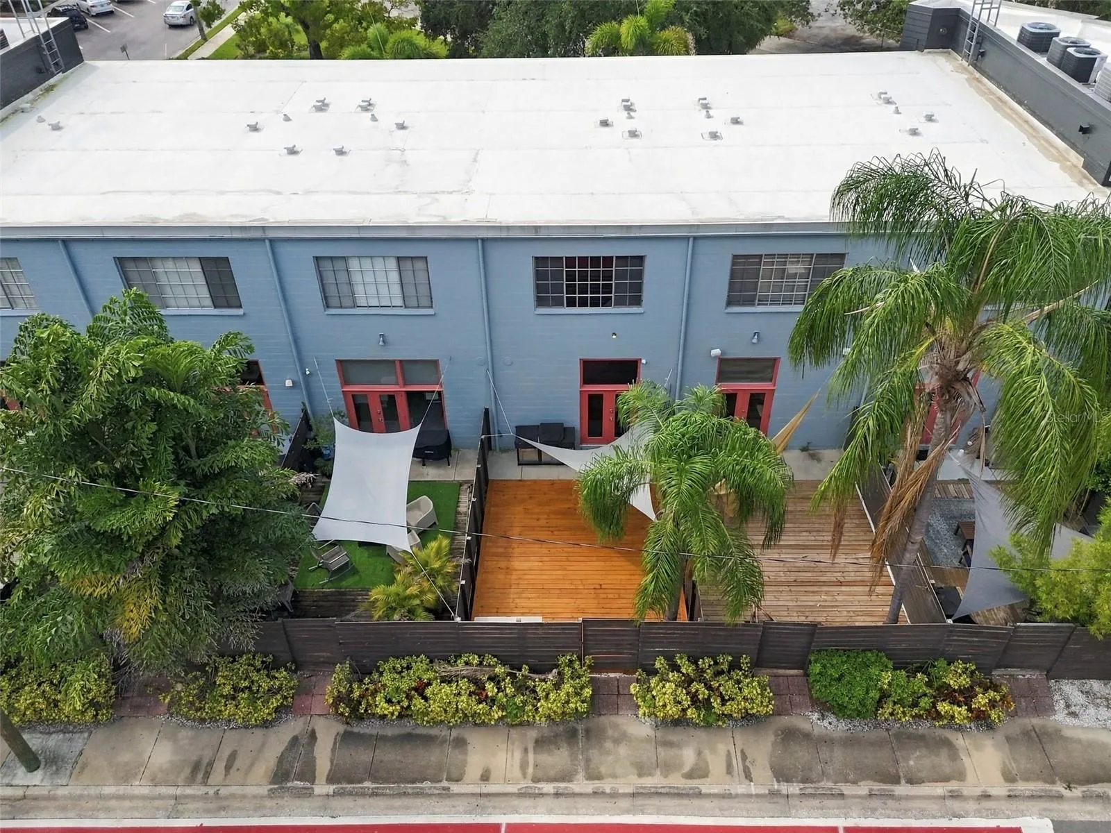 Aerial photo of the back deck.