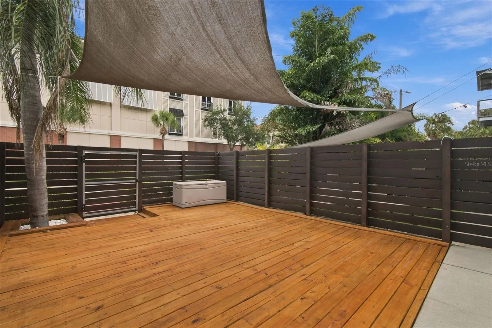 Inviting outdoor wood deck, perfect for relaxing or entertaining.