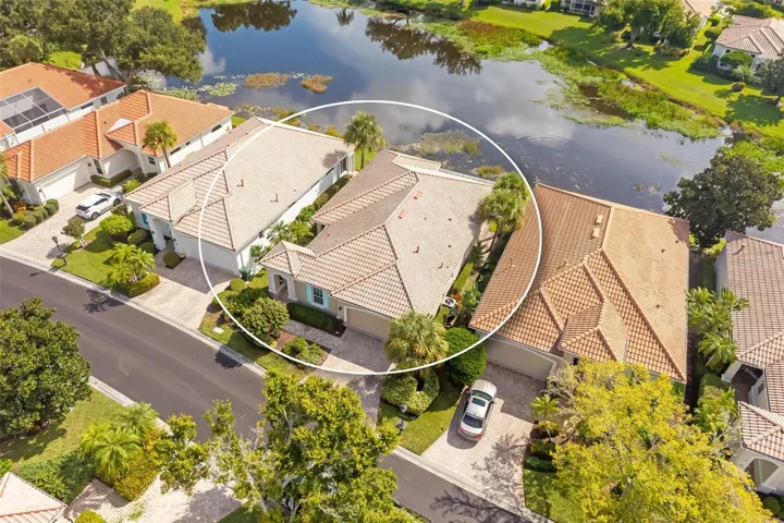 A bird's eye view of home and Lake.
