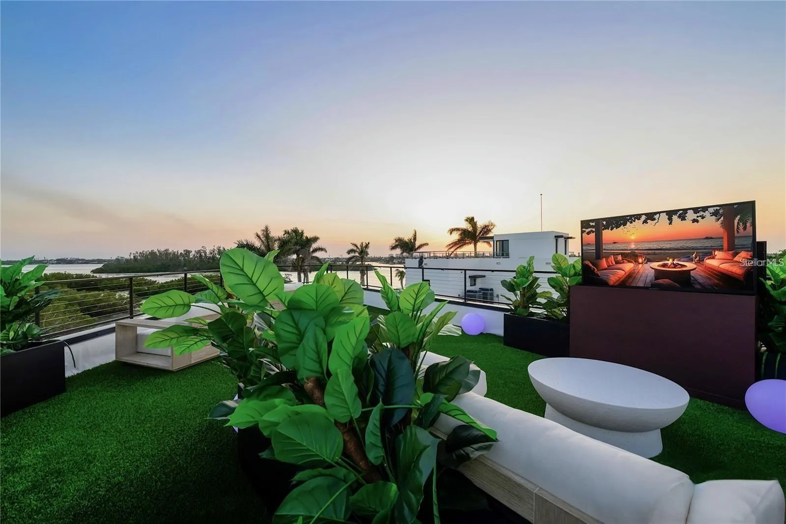 Rooftop deck, with a SunBrite TV