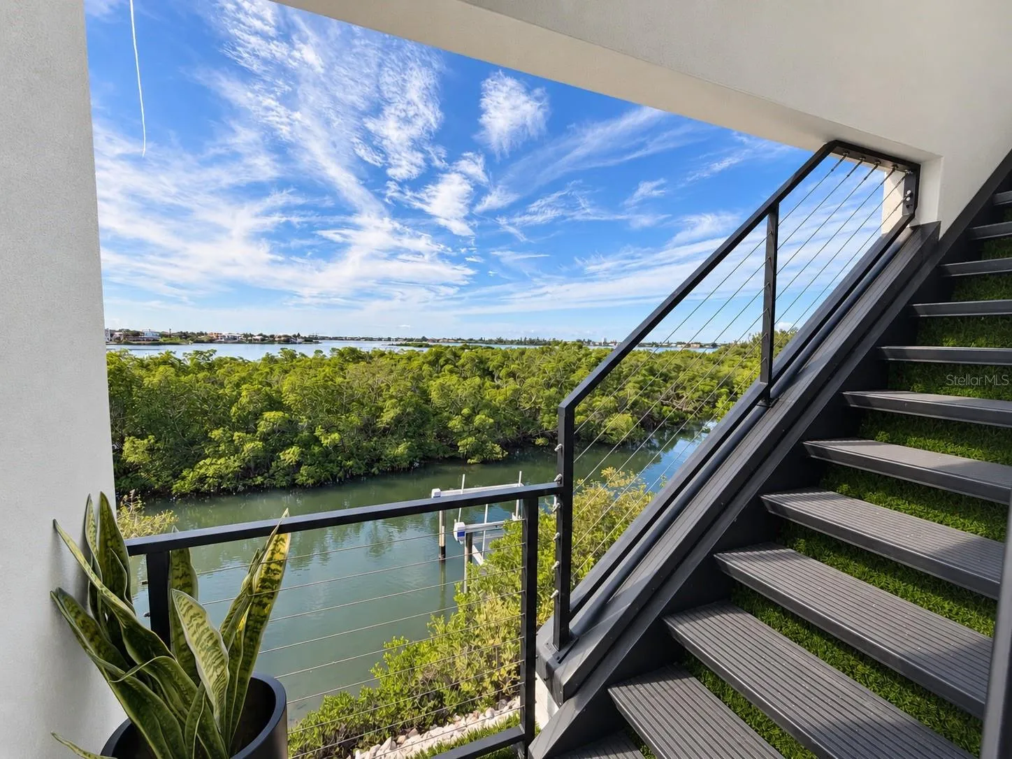 Stairs to the rooftop deck