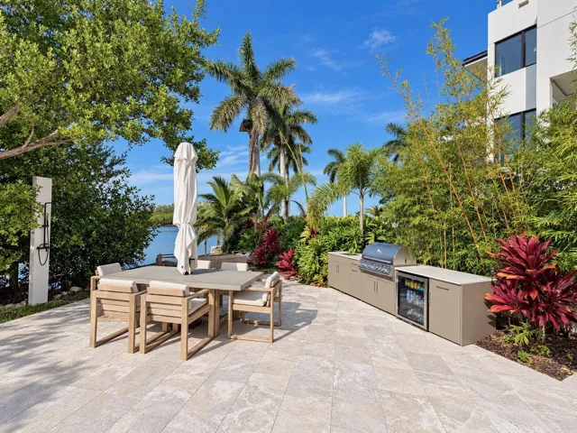 Outdoor grill, beverage center &amp; shower