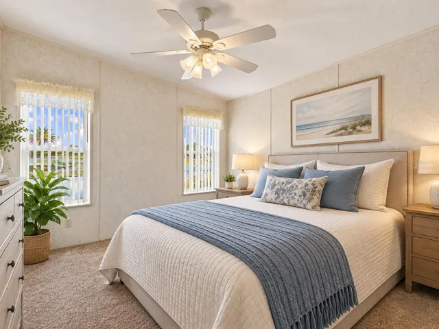 Virtually staged for visualization purposes -Primary Bedroom overlooking the water!