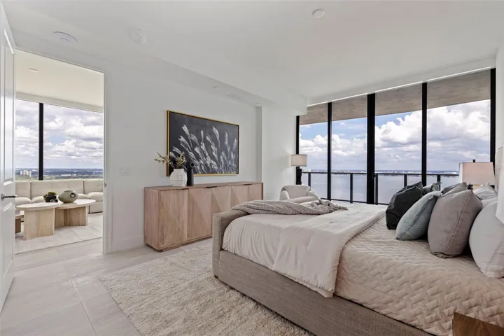 A private retreat with direct balcony access and sweeping 24th-floor views.