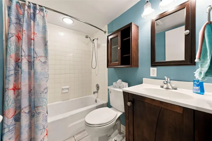 Full bath with shower tub combo