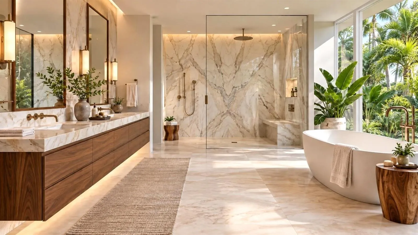 Primary bathroom. Virtually staged.