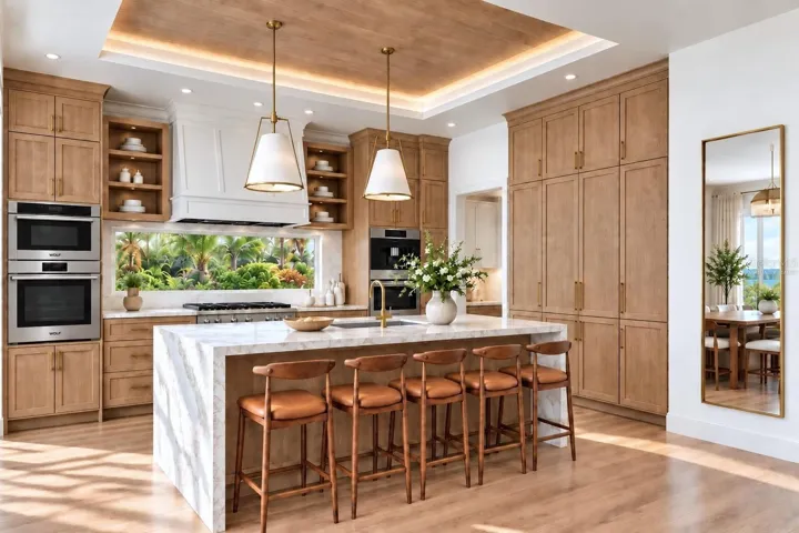 Kitchen. Virtually staged.