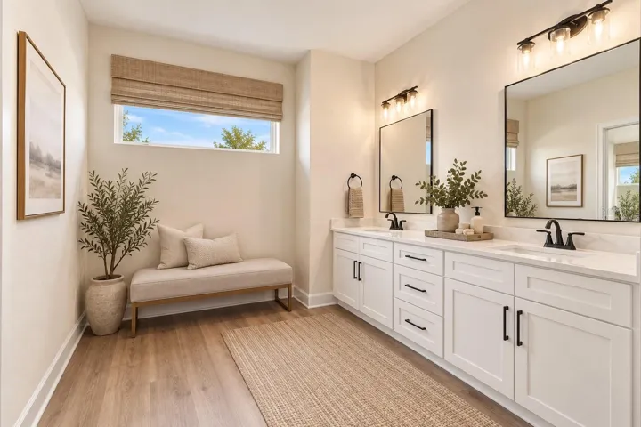 Virtually stagedprimary bathroom