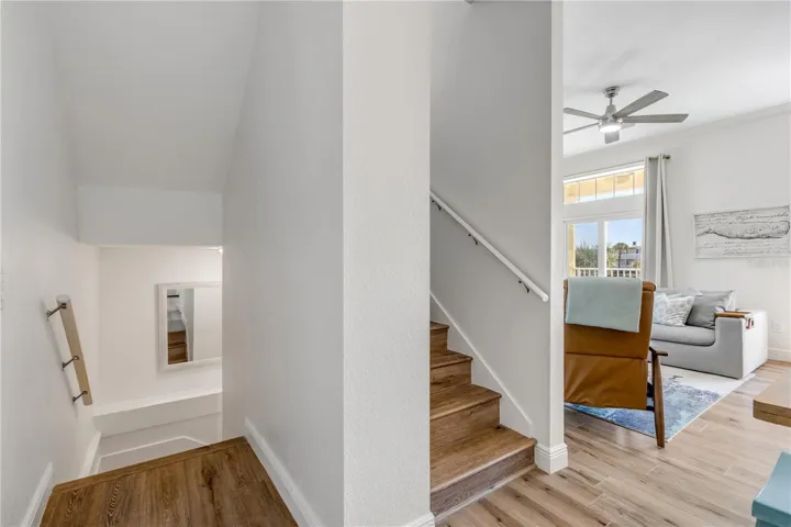 Stairs to Living Room, Kitchen, Bedroom 3