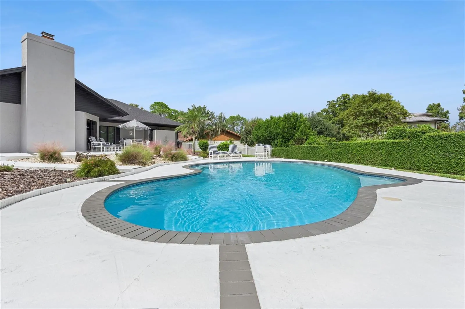 A sparkling saltwater pool
