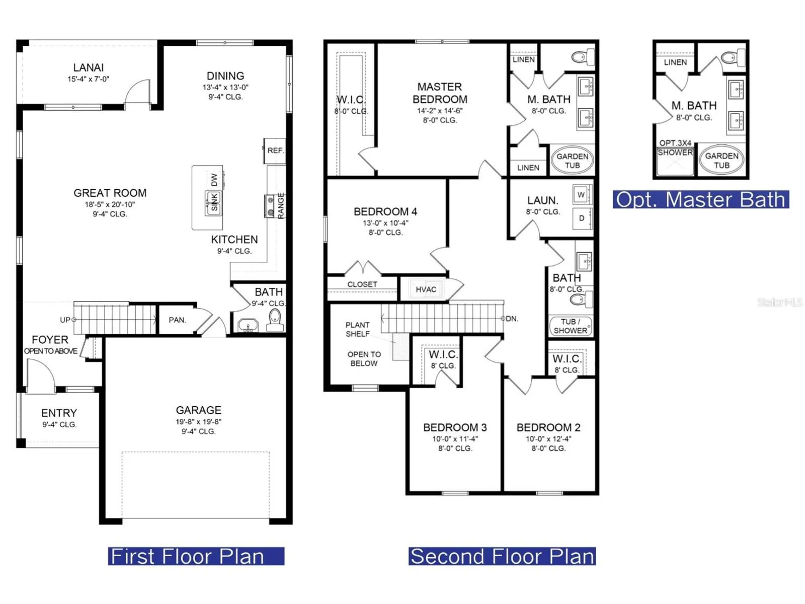 Floor Plan - Adams Homes 2202 plan, first and second floor (builder floor plan; dimensions approximate, options may vary)