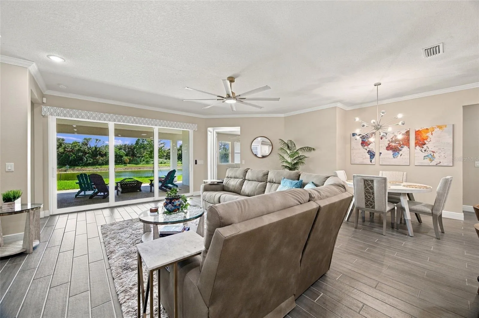 Overlooks private patio and large pond