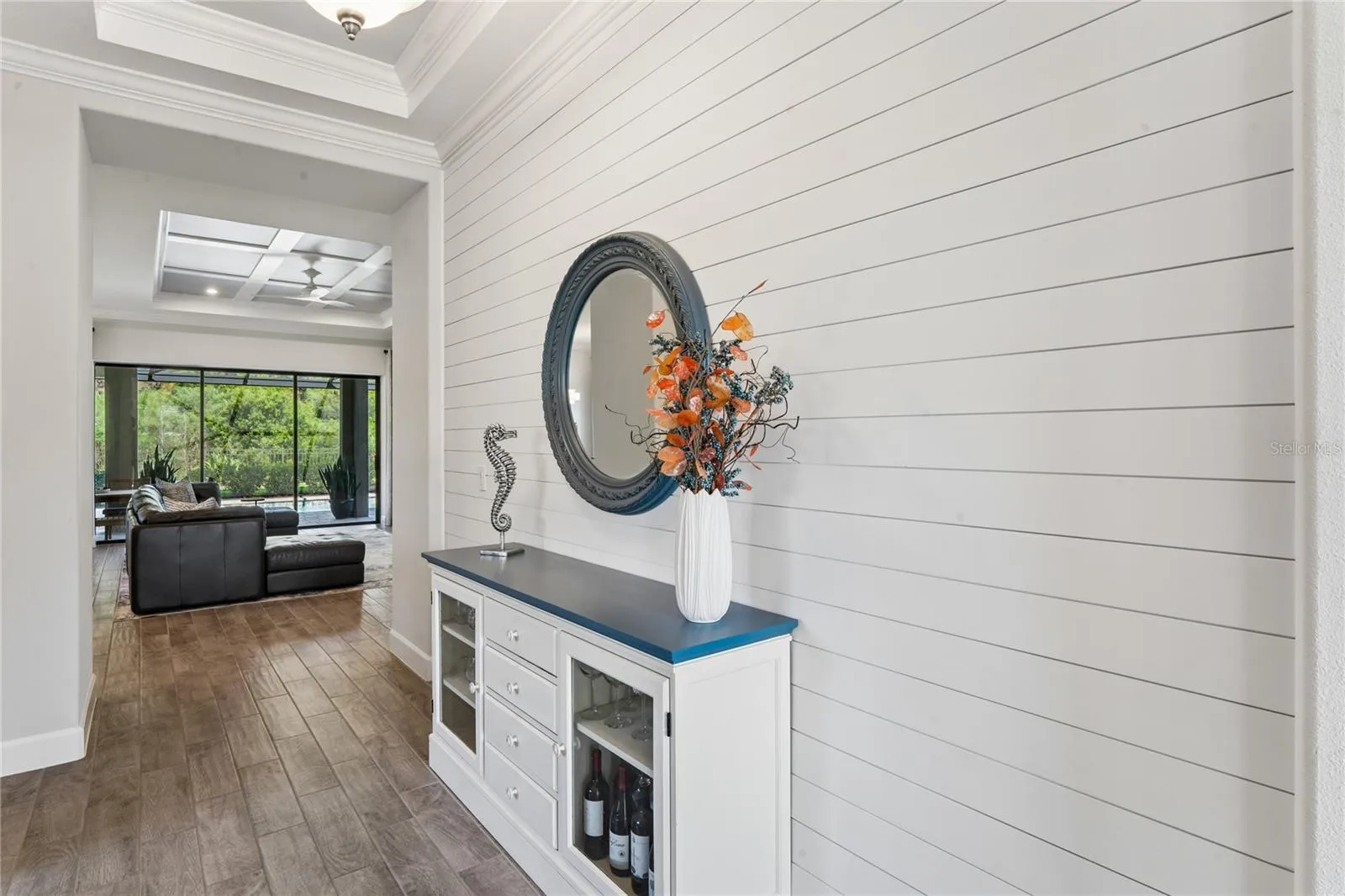 Shiplap wall in Foyer