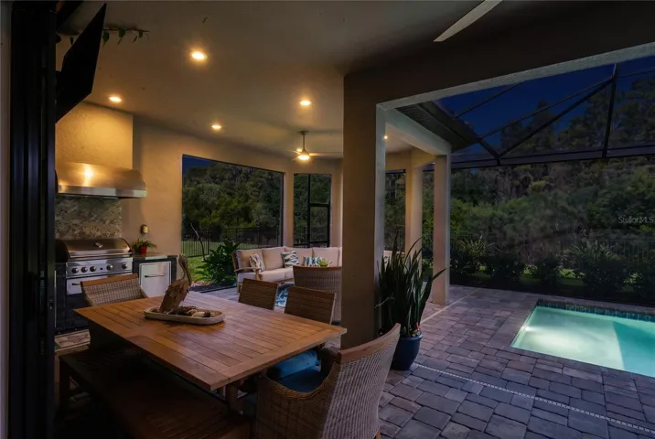 Evening view of outdoor living space